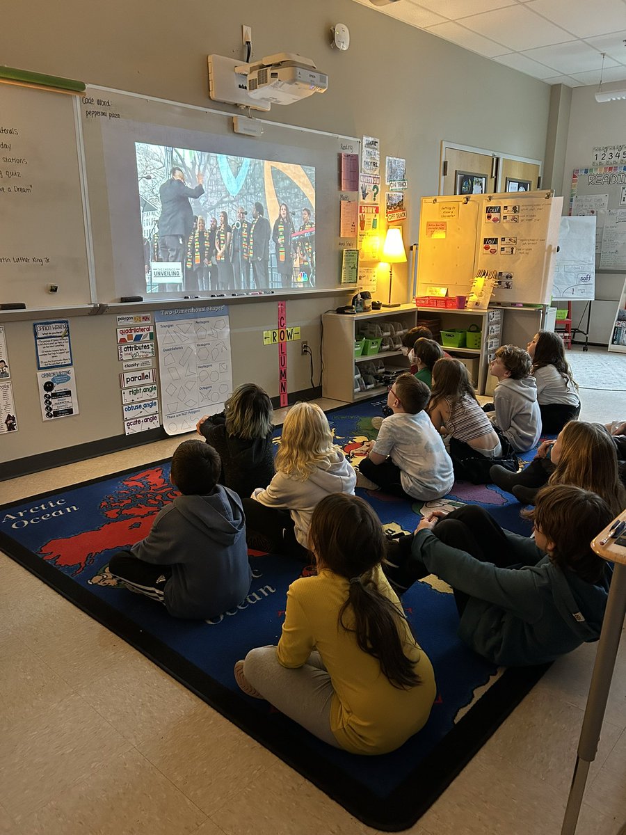 Watching the live unveiling of Embrace, a Martin Luther King Jr. sculpture in the  Boston Common <a href="/VinsonOwenOwls/">Vinson-Owen School</a>