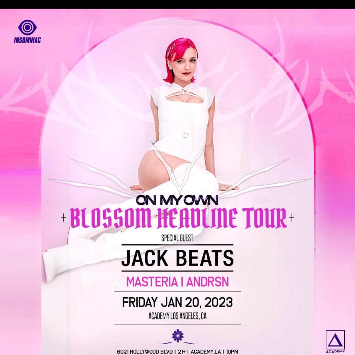 LA friends. Back @academy__la Jan 20th! Supporting my great friend @blossomdj_ & her headline tour! 

Playing alongside two legends @jackbeats & @itsmasteria! 
See you there