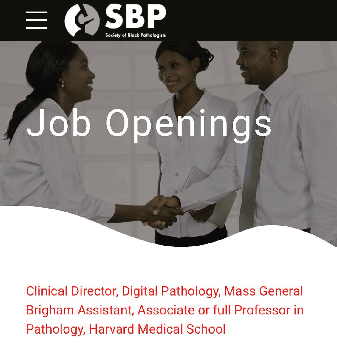 Have an open position at your institution? Looking to diversify your workplace? Well, our Job Openings page is live on our website!! Postings are FREE for active members and paid for non-members. DM for further information.

#Diversifymedicine #DEI #PathTwitter