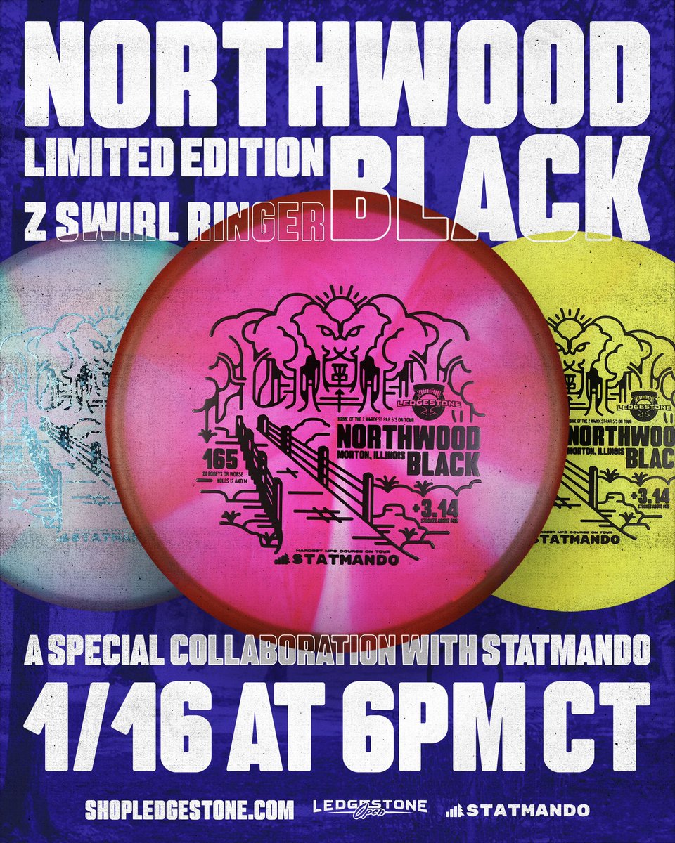 statmando's tweet photo. A course worthy of its own disc! Northwood Black has gained the reputation as one of disc golf’s most challenging courses and we have the statistics to prove it.

Available Jan. 16 at 6pm CT https://t.co/v0chuh4ERG