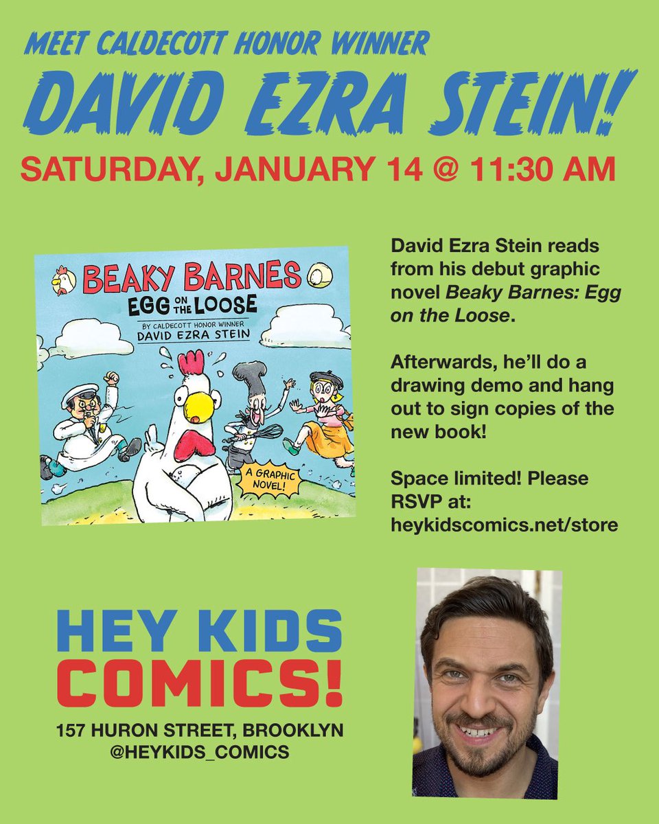 Saturday! Come by for <a href="/_DavidEzraStein/">David Ezra Stein</a>’s reading / signing of Beaky Barnes! eventbrite.com/e/in-store-w-d…