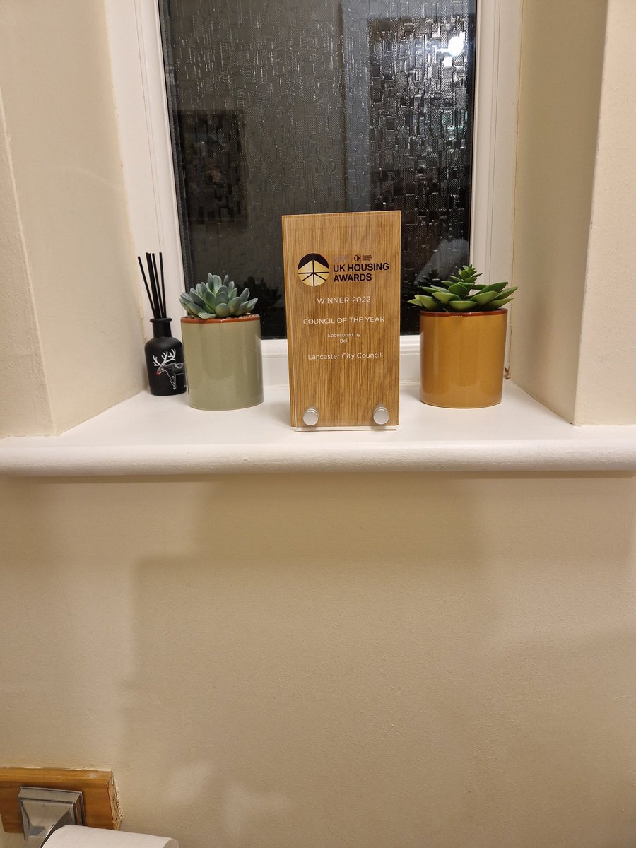 Whilst the awards were rightfully cancelled-its still lovely to have this as pride of place in the bathroom until it can get into the office. #amazingteam #districtcouncil #counciloftheyear 🙌🤜👏