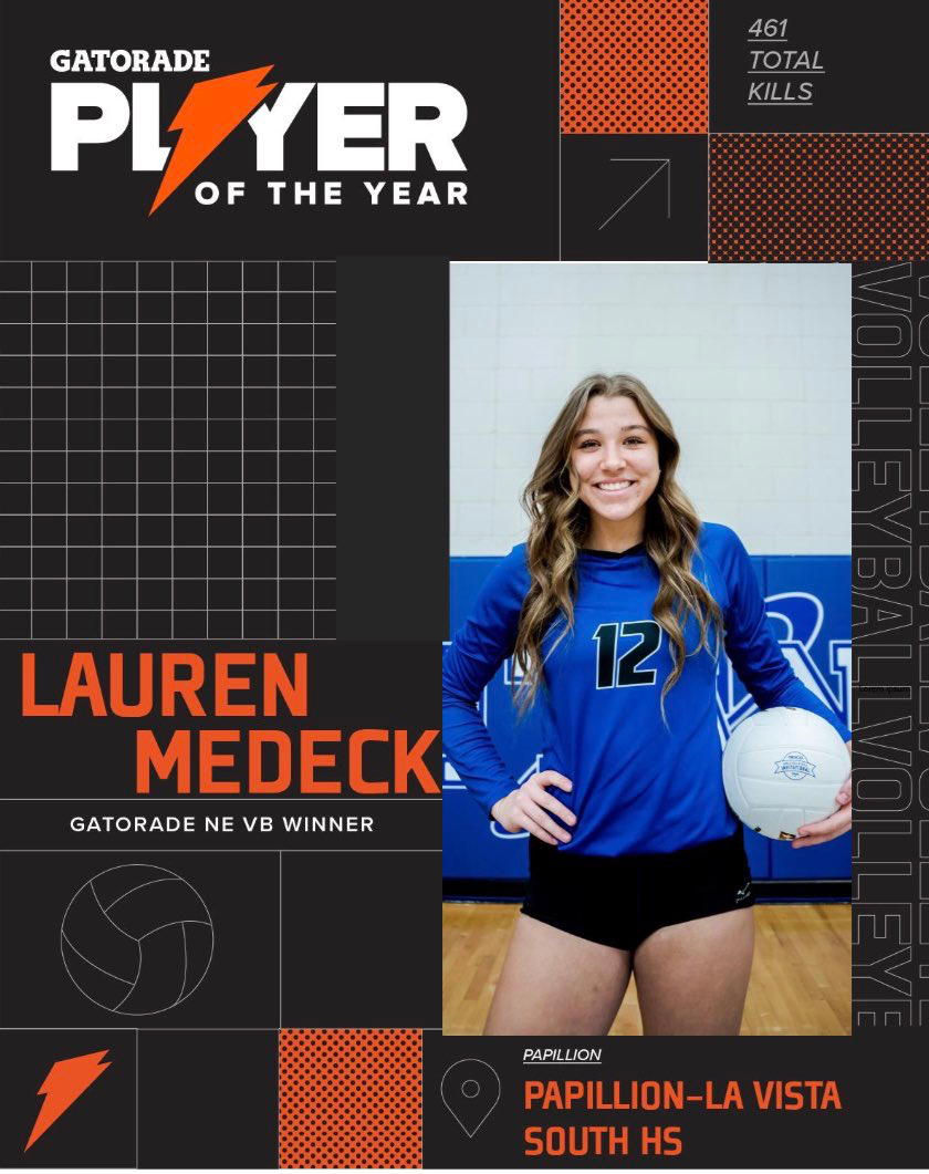 Congrats to Lauren Medeck!  She was selected as the Nebraska Gatorade player of the year!