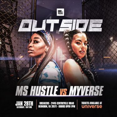 MyVerse's tweet photo. See me OUTSIDE 🫡 @urltv 
MyVerse vs Ms. Hustle https://t.co/lFCLRGsIQV