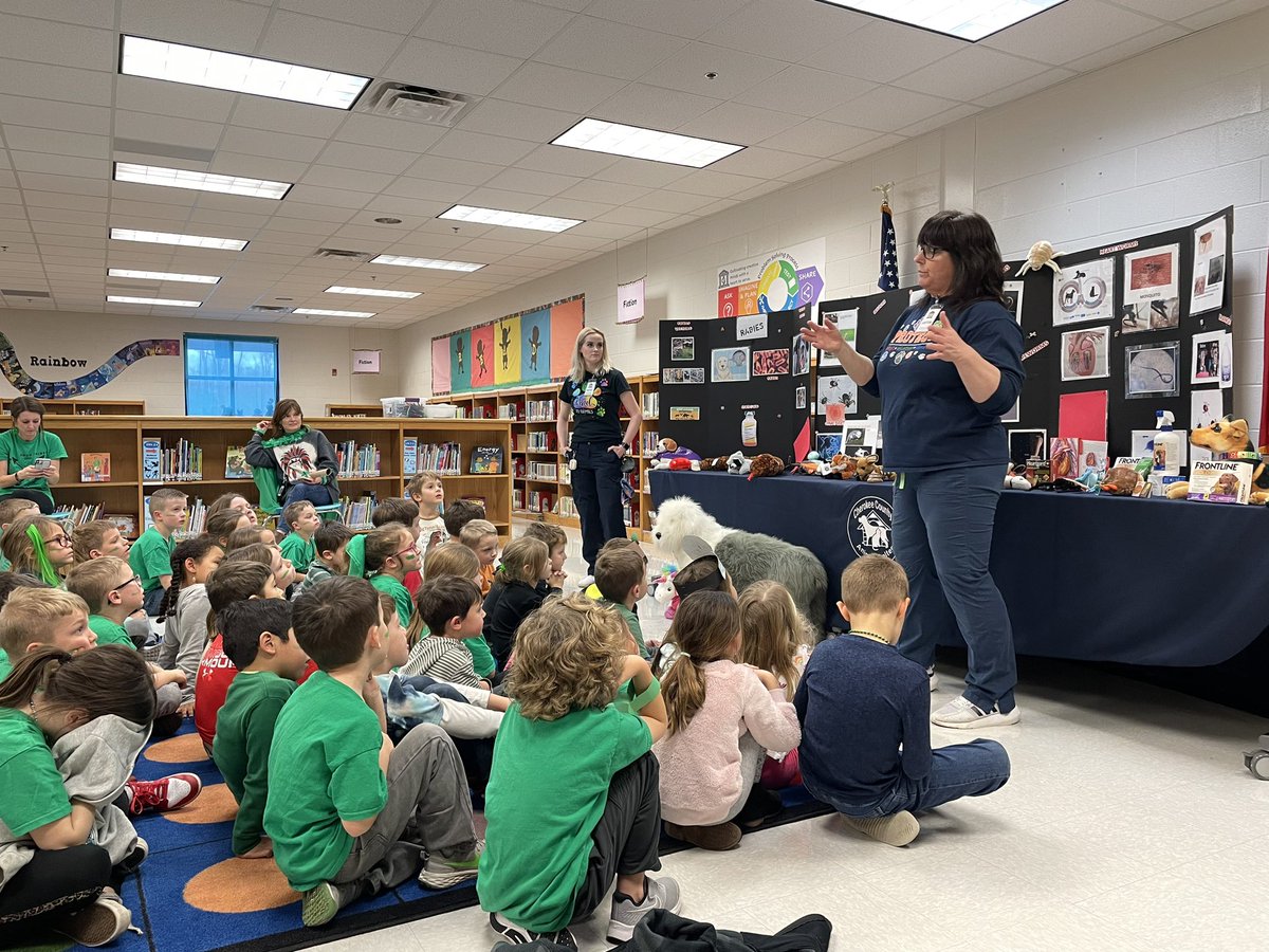 Students enjoyed a visit from the Cherokee County Animal Shelter today! They spent time with Tribe Buddies while learning about the health and safety of animals.  <a href="/BGESTEM/">Ball Ground STEM Academy</a> #4tribes1family #BGrocks