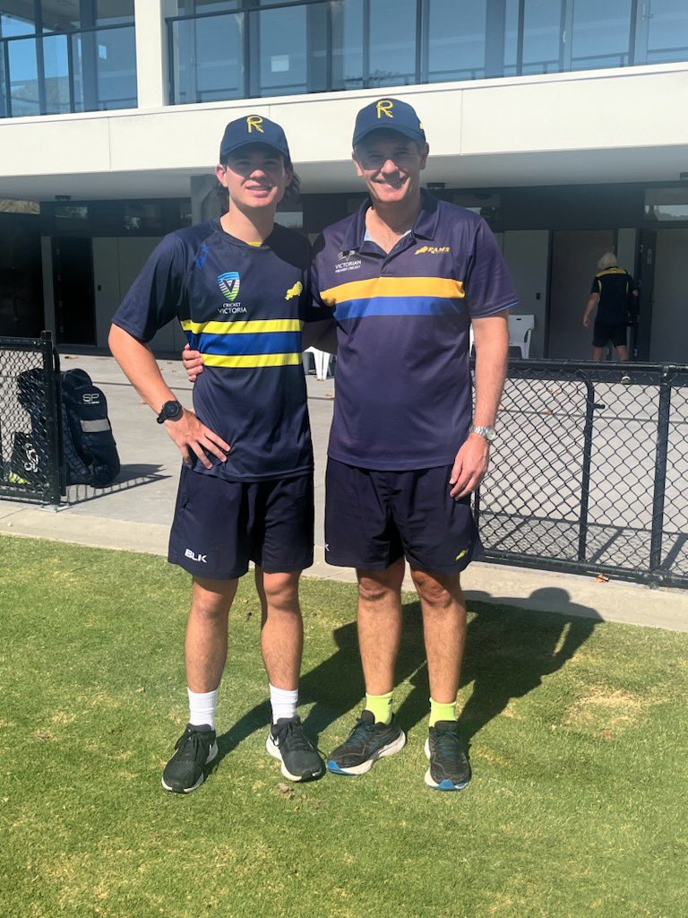 PaulAmy375's tweet photo. Best today to young Harry Flynn ahead of his @vicpremcricket debut for Ringwood, coached by his father and former top Ram Sean. Harry was promoted after a rattling knock in the Vic Super Slam on Tuesday. He's an accomplished footballer too. https://t.co/OozyVPyQoA