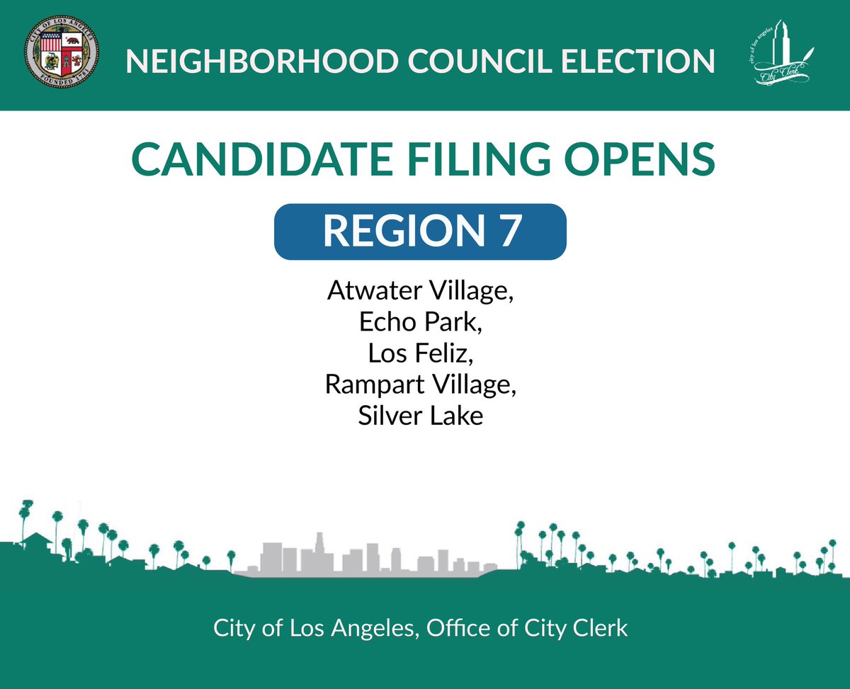 Candidate filing for region 7 opens today! Visit the link in our bio for more information! #NCelections #LaCityClerk #LosAngeles