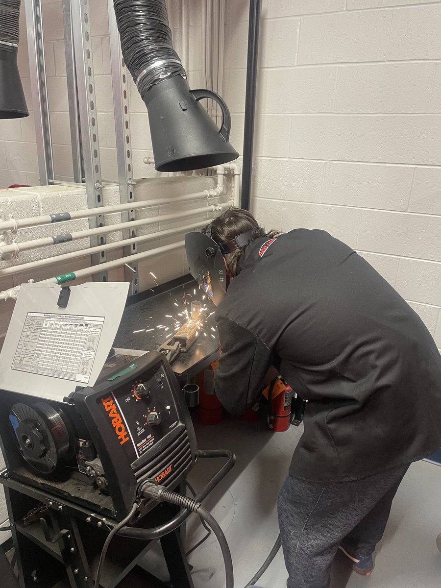 NBC_FFA's tweet photo. Good things happening in the Ag Shop! Patrick welding! #doingto learn #learningtodo @azuck1 @nbc_hsprincipal @EmerMatt��� #NBNation https://t.co/8bre9YAxP9