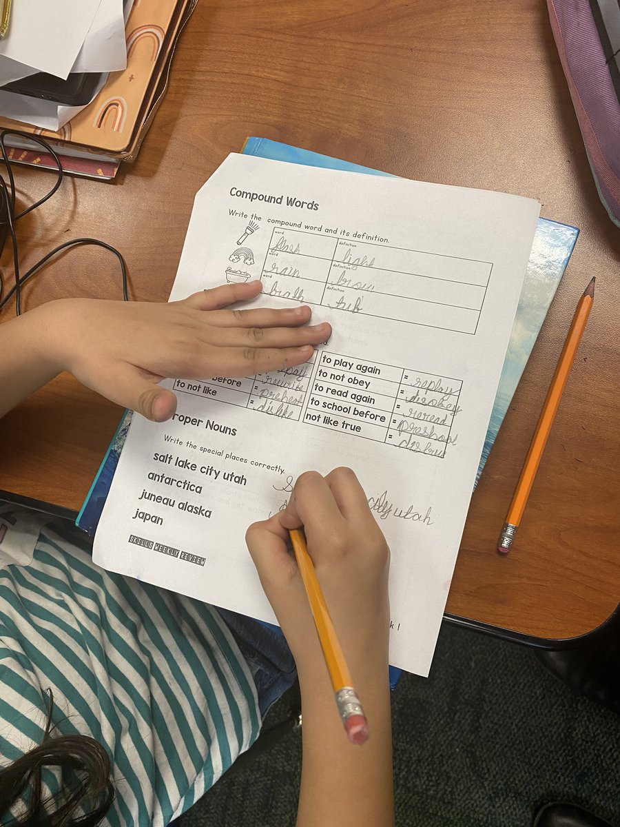 One of our 2nd grade students, Azel, writes in cursive! She says that in her country, Pakistan, they start writing in cursive in 1st grade!!!