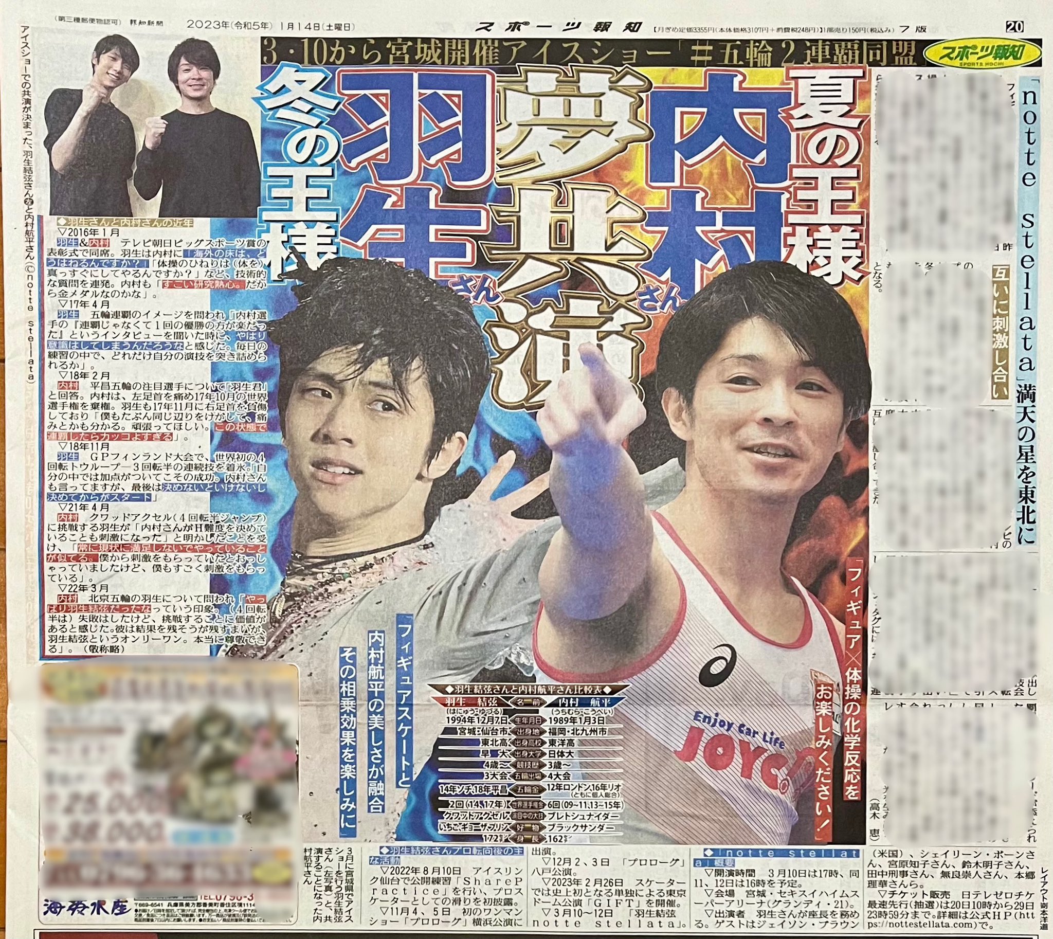 信頼 2023年4月2日 羽生結弦新聞 2種類セット