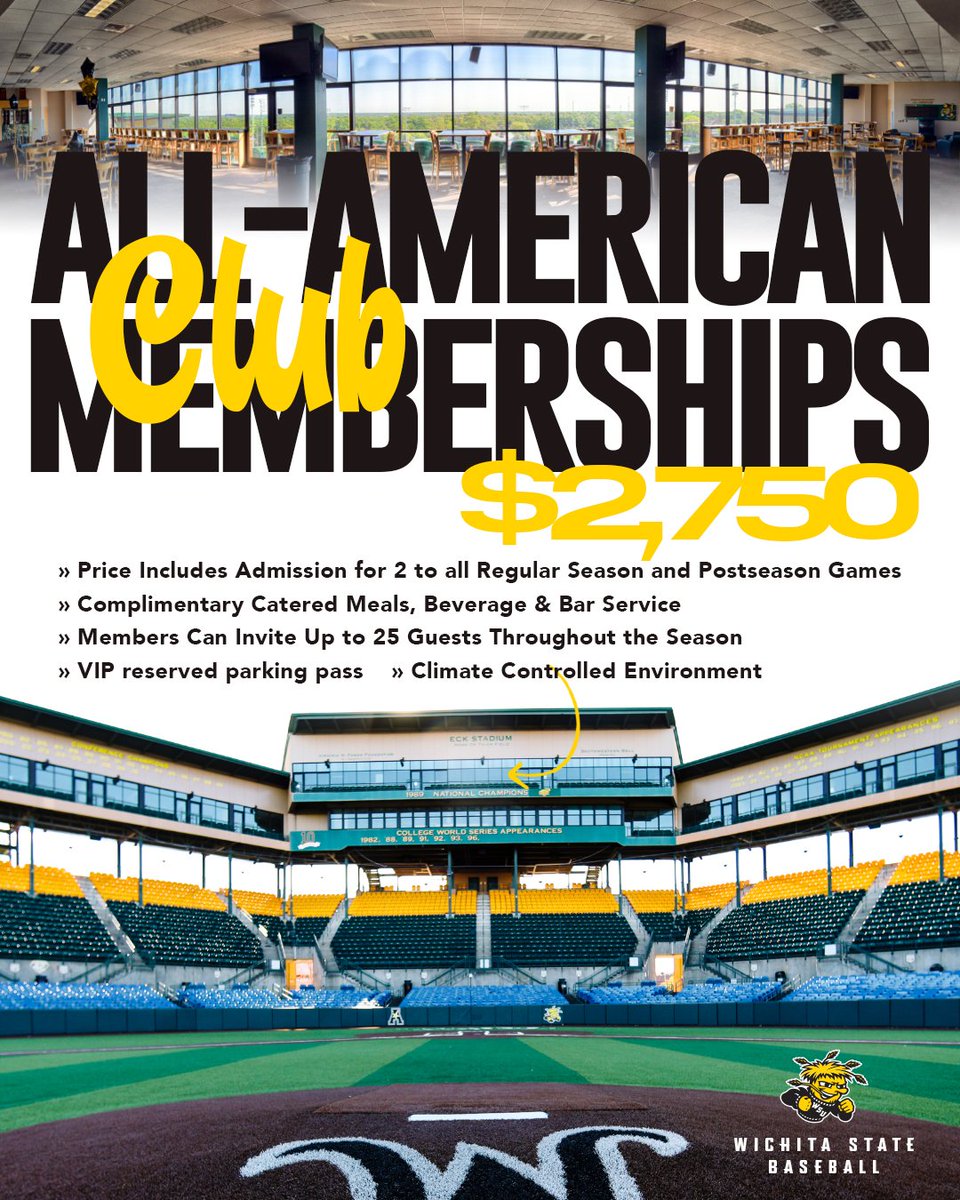 The best way to watch Shocker Baseball 🌾 

All-American Club memberships are on sale now!

📰 bit.ly/3ZAlhTV
