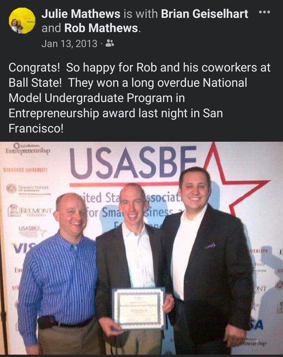 rmathews7's tweet photo. 10 years ago...What a great day that was! Ball State is still the ONLY 2-time winner of this award! @USASBE @BallState
#Entrepreneurship #usasbe #nationalmodel #chirpchirp #ballstate https://t.co/oqyhaTUHE9