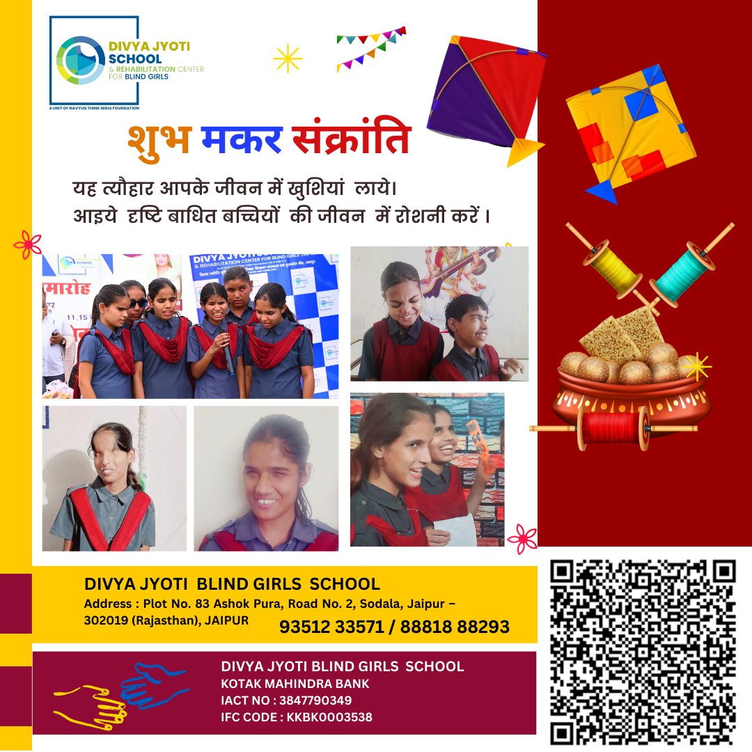 NTIfoundation's tweet photo. #HappyMakarSankranti 
#DivyaJyotiBlindGirlsSchool
#BlindEducation 
#HelpingHands 
@NTIfoundation https://t.co/ta3yc8e6BE