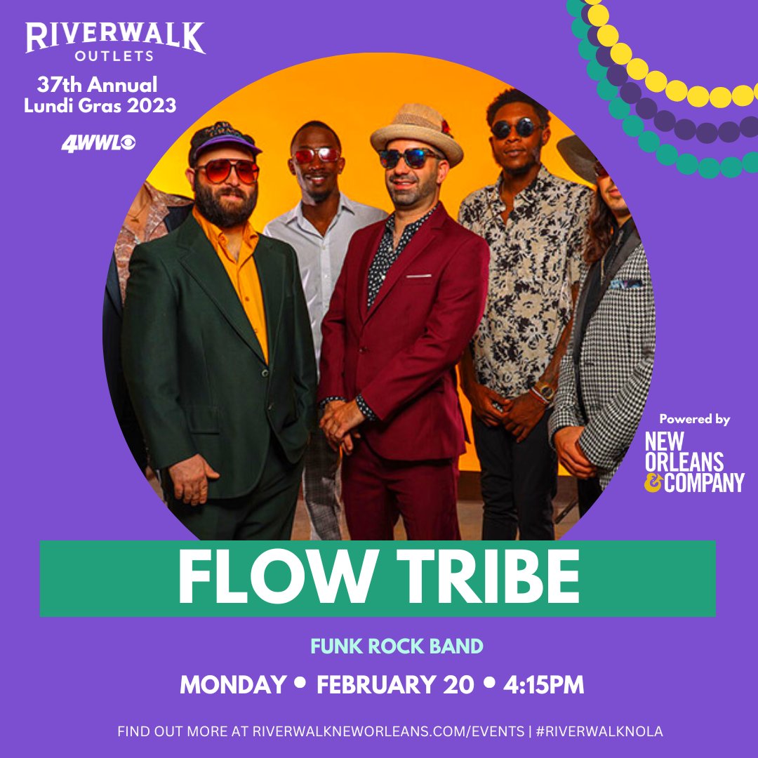 RiverwalkNOLA's tweet photo. Riverwalk's 37th Annual Lundi Gras (2023) Musical Line-Up Announced🔥: Grammy Nominated Zydeco Band @DwayneDopsie + Zydeco Hellraisers, GoGo Brass Funk Band @BrassAHolics, and Funk Rock Band @flowtribe. 🎷🎸
#RiverwalkNOLA #flowtribe #dwanedopsie #zydecohellraisers #brassaholics https://t.co/irJg72fsdO
