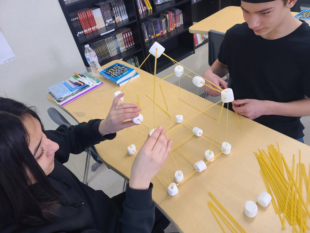 SHMSSTORM's tweet photo. The design "pastabilities" were endless at today's #SHMS EF5 teamwork challenge. Thanks to @NASA and @LockheedMartin for their continued support! #buildingthefuture https://t.co/vtnTrgr761