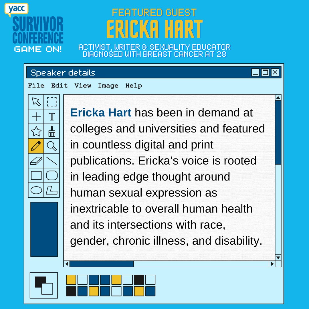 YACC (@yacancercanada) on Twitter photo 💥Survivor Conference 2023: Game On speaker announcement💥
Activist, writer, and sexuality educator Ericka Hart (<a href="/iHartEricka/">Your fave killjoy| Ericka Hart (She/ They)</a>) will present "Exploring The Body Temple" on Saturday, February 4!
Register and learn more here: ow.ly/Wjik50MqBa8
#YACCSC23 #YoungAdultCancer 💥Survivor Conference 2023: Game On speaker announcement💥
Activist, writer, and sexuality educator Ericka Hart (<a href="/iHartEricka/">Your fave killjoy| Ericka Hart (She/ They)</a>) will present "Exploring The Body Temple" on Saturday, February 4!
Register and learn more here: ow.ly/Wjik50MqBa8
#YACCSC23 #YoungAdultCancer