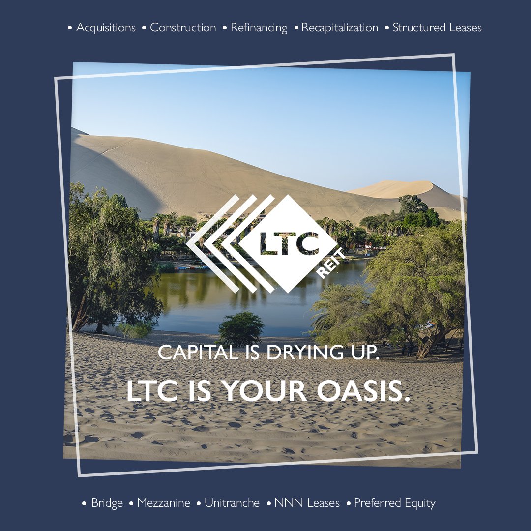 LTCreit's tweet photo. Capital is drying up. LTC is your oasis. Contact us today!

bizdev@ltcreit.com | https://t.co/VeTpLlJXU1 https://t.co/hHnAEz3N1C