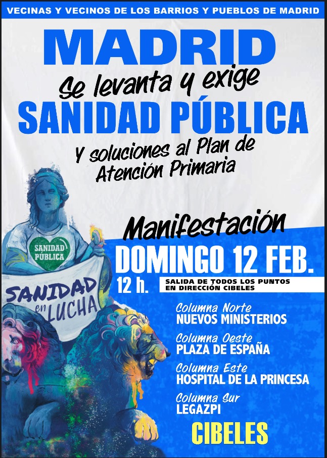 asamcarabanchel's tweet photo. LLEGÓ EL MOMENTO💪🏾
EN DEFENSA DE LA SANIDAD PÚBLICA 
Hartos de la política de desmantelamiento y privatización de la #SanidadPública vecinos y vecinas, pueblos y barrios, nos unimos para defender lo que es de todos. Tiene que ser una nueva jornada histórica!#MadridSeLevantaEl12F https://t.co/TqkInOhHud