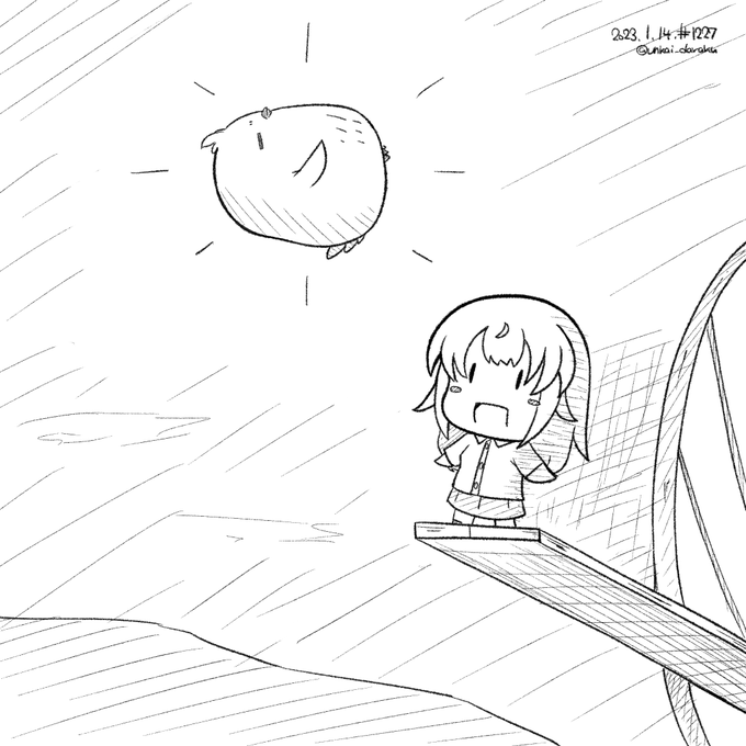 ラクガキおじさんの朝は早い。おは ある日、使い魔が空から降ってきた…#art #illustration #drawing #絵  #お絵かき #イラスト #絵描きさんと繋がりたい #イラスト好きさんと繋がりたい #冬の創作クラスタフォロー祭り #w_witch #L_witch  #ルミナスウィッチーズ 