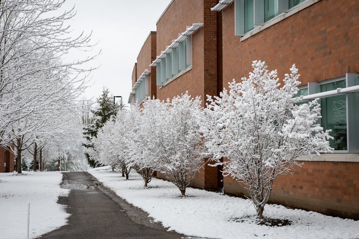 Snow-covered campus 
#RochesterNY #collegecampus #lifeatroberts #snowcovered