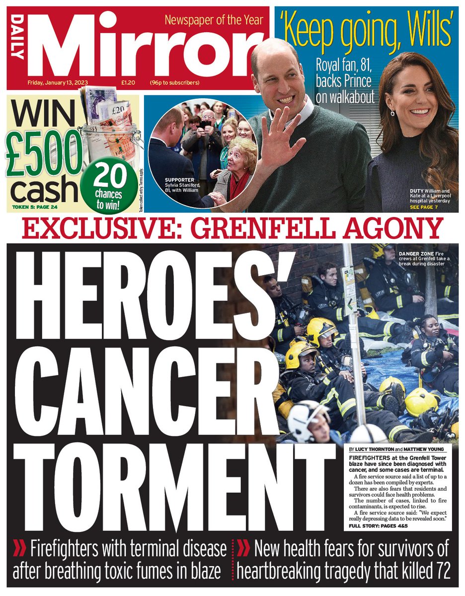 Awful news that up to a dozen Grenfell firefighters have been diagnosed with terminal cancer. This must be a watershed moment. The government and fire service chiefs must deliver the protections, changes to legislation and health monitoring the @fbunational has long demanded.