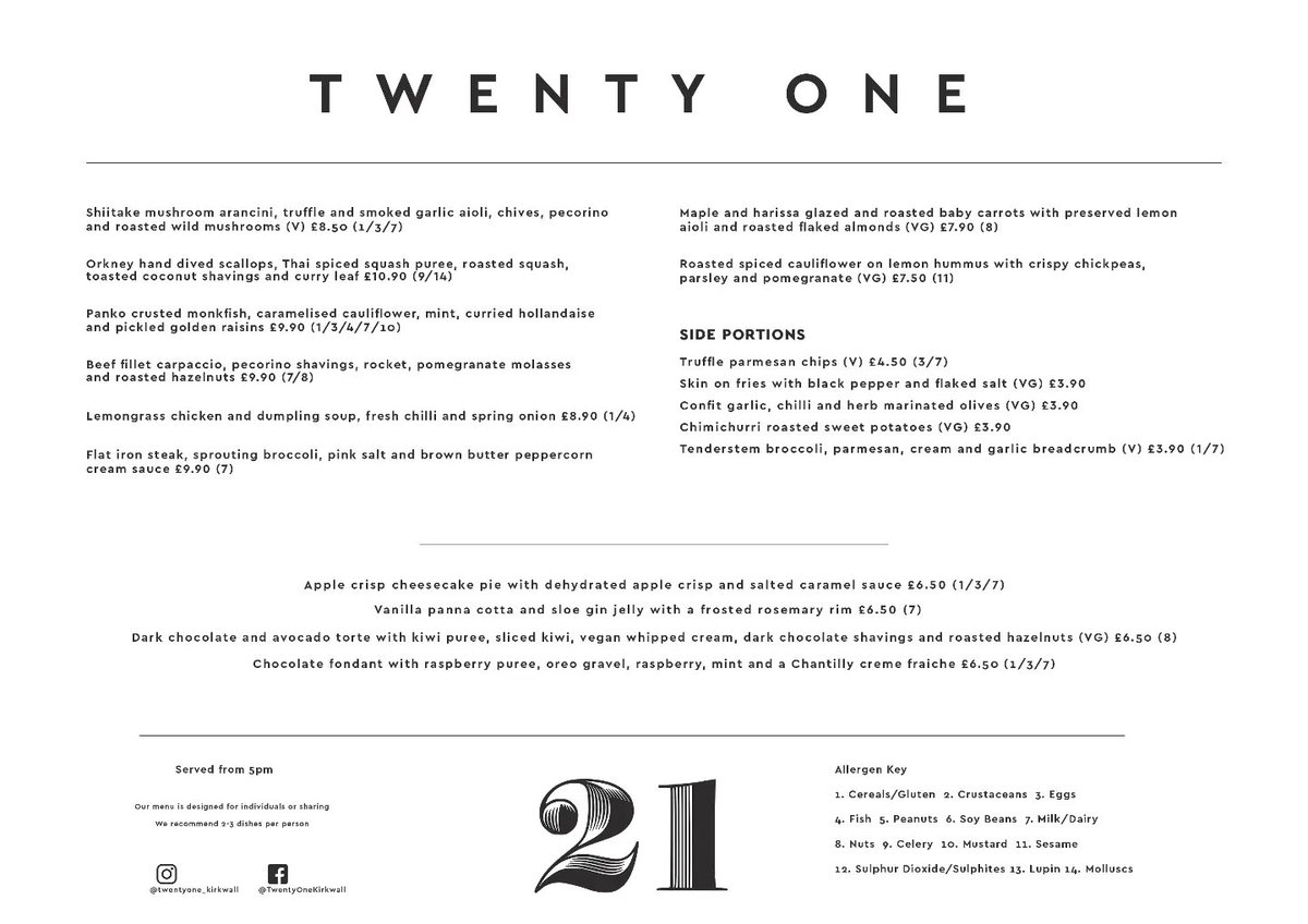 21kirkwall's tweet photo. Our new evening menu is going down a treat - we have a couple of early tables (5pm) and one late table left for tomorrow night if you'd like to try it! 😋

You can book your space here - https://t.co/In1uNnj7Sv
Or pop us an email to hello@twentyonekirkwall.co.uk https://t.co/HpqKDySvwf