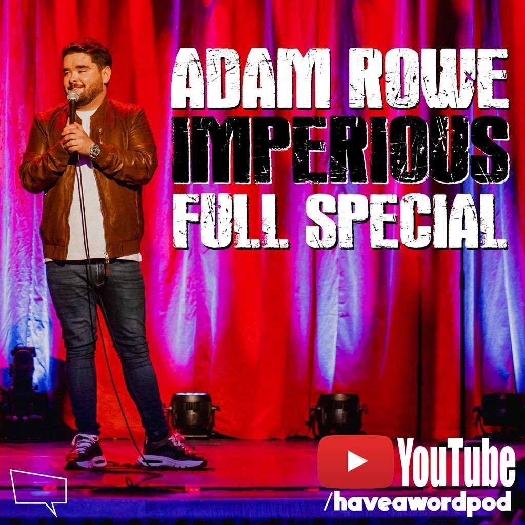 adamrowecomedy's tweet photo. Don’t know whether I’ve mentioned it but my new stand-up special is available for free and it’s out right now and it is the only way you should be spending your Friday night. https://t.co/x8rqjBpryj