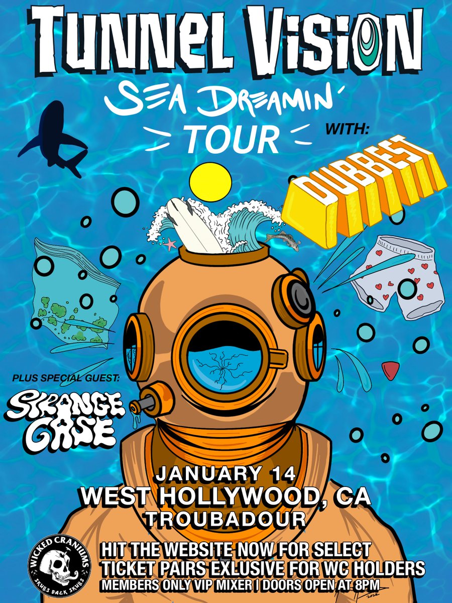 SURPRISE TICKETS
 
We've all been waiting...you going to get one of these special pairs of tickets for Tunnel Vision at the historic Troubadour this Saturday?  

Secure your pair and join us for the members only VIP mixer before the show, more details on ticket utility in discord