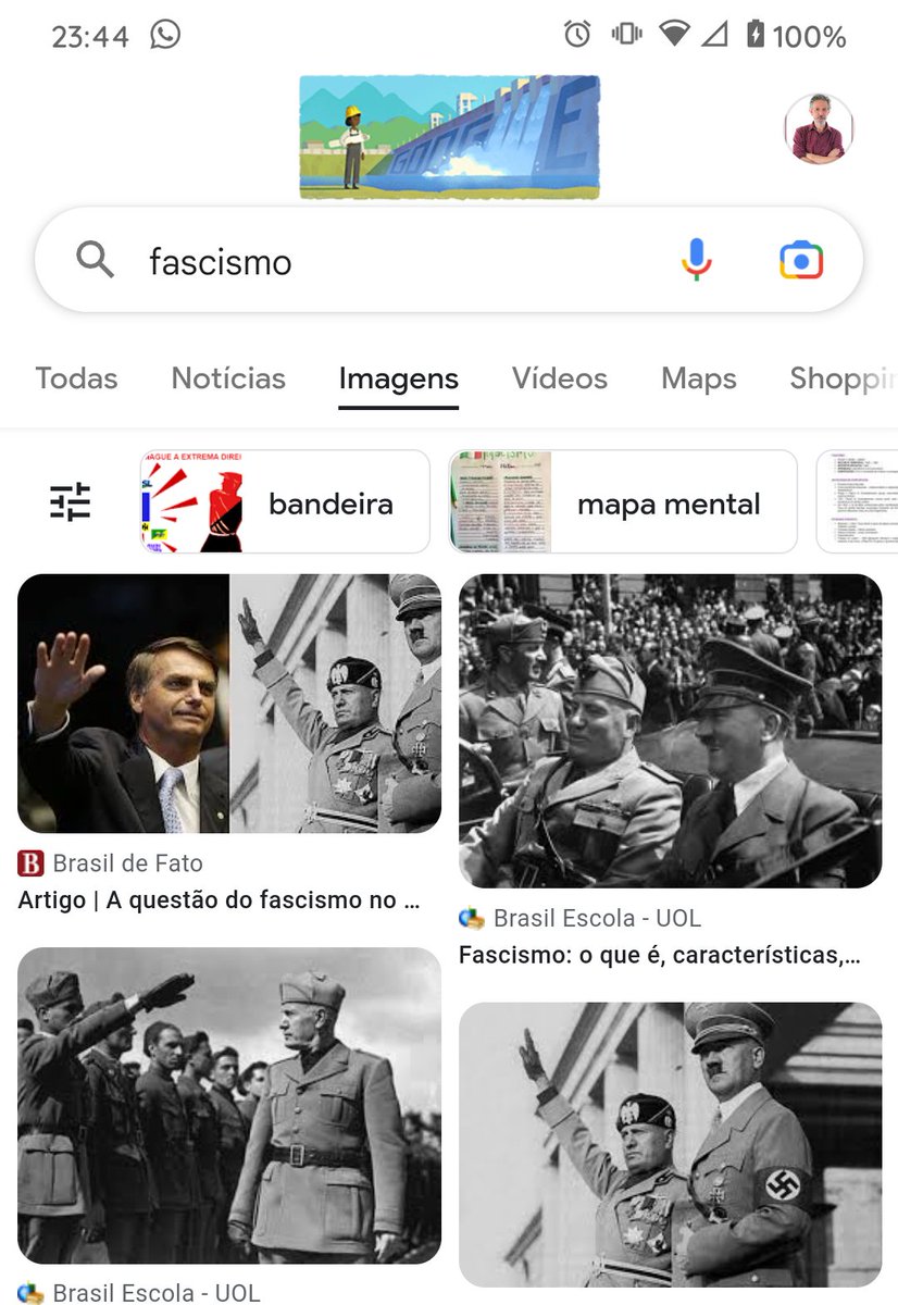 Digite no Google FASCISMO
E clique em imagens

Nossa, que surpresa!!!!!

Bostonaro ao lado de Hitler e Mussolini, o Google deve ser comunista também.

#BolsonaroFascista