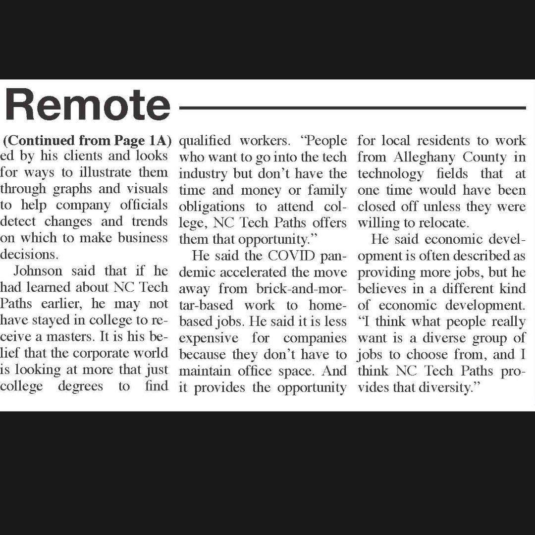 This article from #AlleghanyNews about Chris Johnson is wonderful. Chris worked hard for his master's degree at #AppState, &amp; now works for #InmarIntelligence. He works remotely, all the while banjoing his way with band, #GapCivil. 
#NCTechPaths #LiveTrainRemain #softwareengineer