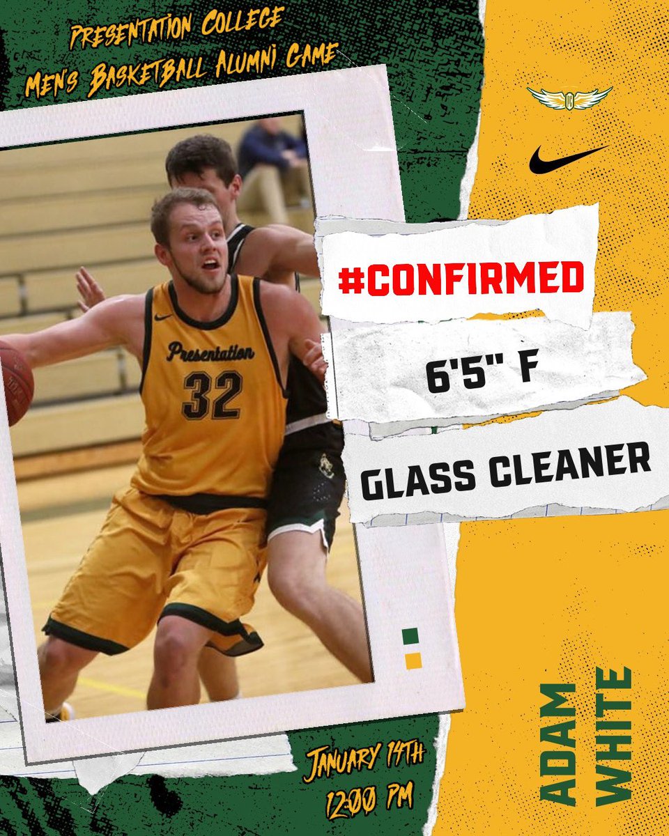 Presentation College Men's Basketball (@pcsaintsmbb) on Twitter photo 🚨T-Minus 1 Day🚨
Another #CONFIRMED alumni for our alumni game this year‼️
Contact <a href="/Coach__Flemmer/">Trevor Flemmer</a> or DM to sign up. 🚨T-Minus 1 Day🚨
Another #CONFIRMED alumni for our alumni game this year‼️
Contact <a href="/Coach__Flemmer/">Trevor Flemmer</a> or DM to sign up.