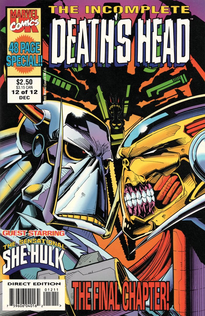 superfuturetro's tweet image. Incomplete Death's Head, cover by Simon Coleby @simoncoleby (1993), Marvel Comics UK Ltd. (London).

#comics #comicart #retro #1990s #coverart #marvel #marvelcomics #doctorwho #shehulk #uk #britain #british #superhero
