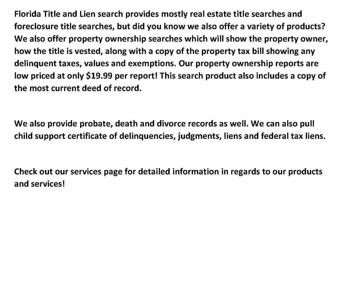 Florida Title and Lien Search on Twitter "We also offer property