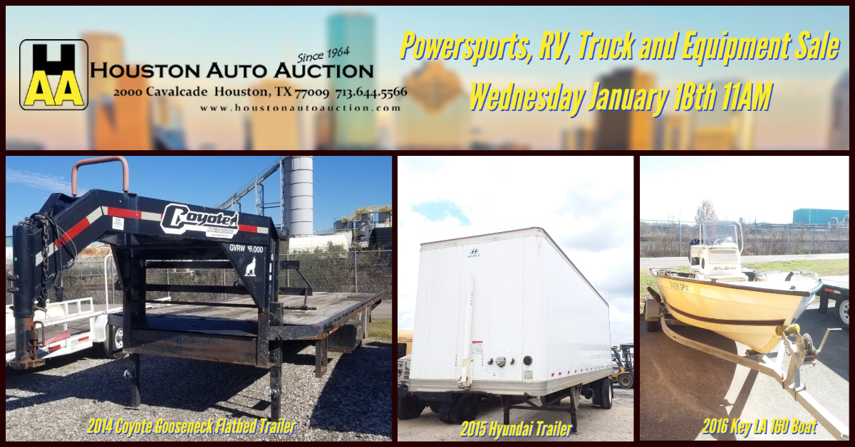 haatweets's tweet photo. This Wednesday January 18th at 11AM, we will have our weekly Powersports, RV, Truck and Equipment Sale! Open to the public! Join us in lane or online!

Dealer Only Sale @ 12:00 pm
Damaged/Disabled Sale @ 1:00 pm

https://t.co/inGkmQb4MU
#HAA #HoustonAutoAuction #Houston #Auction https://t.co/tPKoJgPReQ