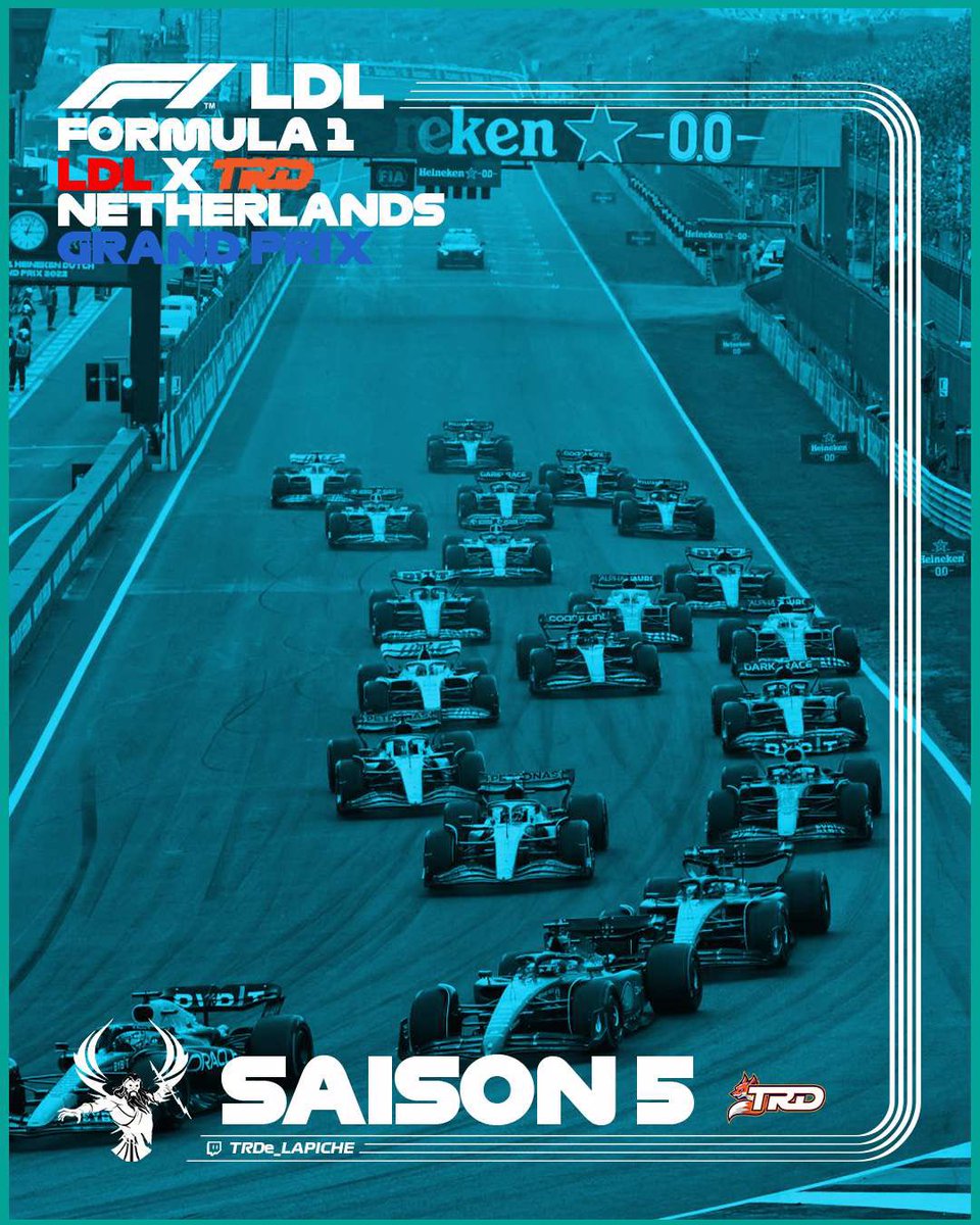 C’est parti pour la 2e manche de la LDL Saison 5! 
Direction Zandvoort pour les 20 pilotes! 🇳🇱
A suivre dès maintenant sur la chaîne Twitch de TRDe_Lapiche qui sera accompagné par Omasbo 🎤
Twitch.tv/trde_lapiche