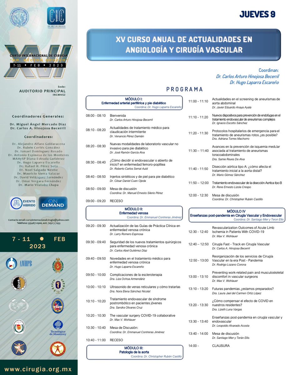 rafaperezdr's tweet photo. ¡No te pierdas el XV Curso Anual de Actualidades en Angiología y Cirugía Vascular @incmnszmx este próximo 09.02.2023, curso coordinado por @HugoLapEsc y @CarlosAHinojosa!
Los esperamos ! https://t.co/5tkMocEoip