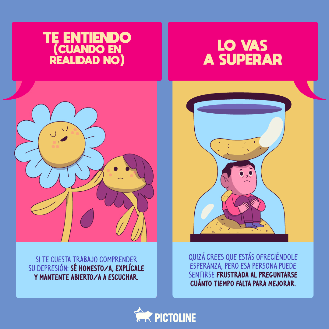 A veces, con la intención de ayudar a alguien con depresión, decimos algunas frases que al final pueden hacerle sentir mal sin querer 😞

Estas son algunas que es mejor evitar:

#DíaMundialDeLaLuchaContraLaDepresión