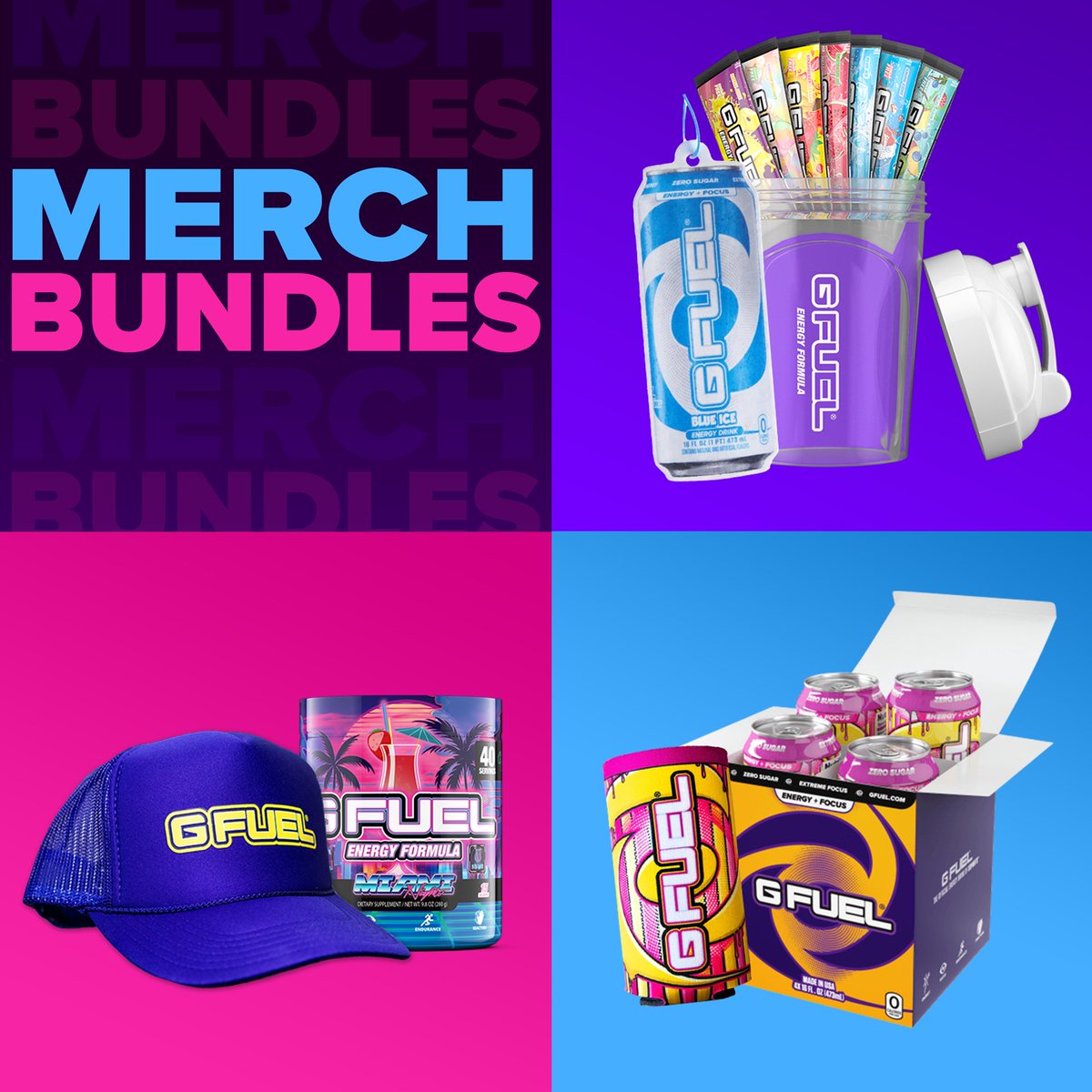 💜 𝗟𝗜𝗞𝗘 + 𝗥𝗧 + 𝗙𝗢𝗟𝗟𝗢𝗪 to win a #GFUEL MERCH BUNDLE of your choice! Picking 2 lucky winners tomorrow!

🧊 Air Freshener + Starter Kit Bundle!
🧢 Trucker Cap + Tub Bundle!
🥤 Can Coolie + Can 4 Pack Bundle!

🛍️  𝗚𝗘𝗧 𝗬𝗢𝗨𝗥𝗦: GFUEL.ly/merch-tw
