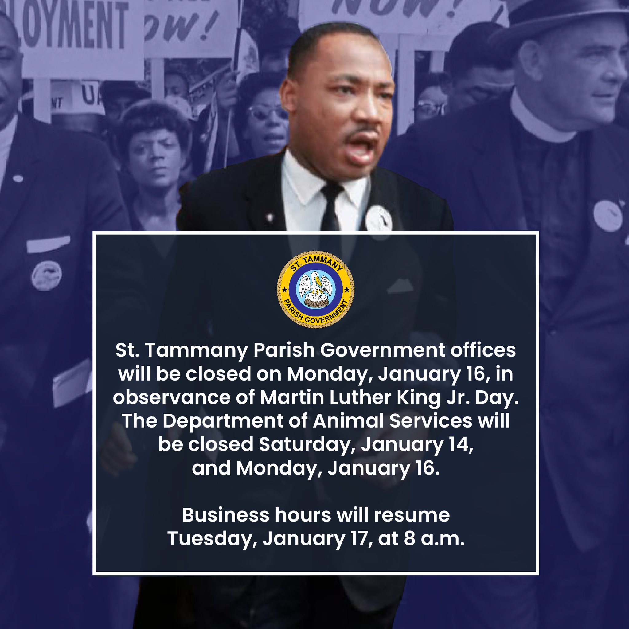 St. Tammany Parish on Twitter "St. Tammany Parish Government offices will be closed on Monday