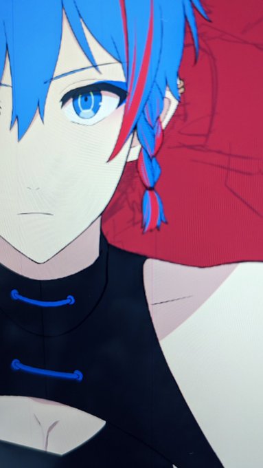 「blue hair cleavage cutout」 illustration images(Latest)