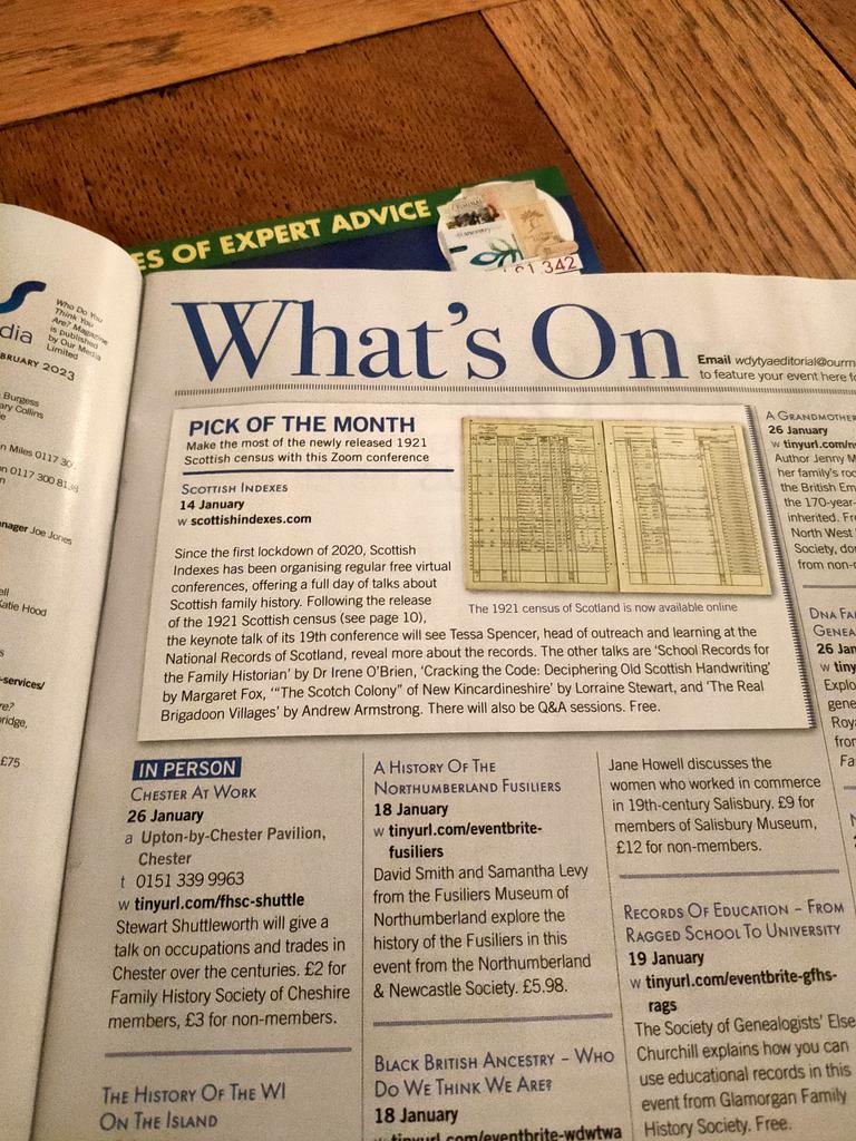 scottishindexes's tweet photo. Our wee conference is pick of the month in @wdytyamagazine ☺️. Hope you can join us tomorrow. https://t.co/TctovJTo1k