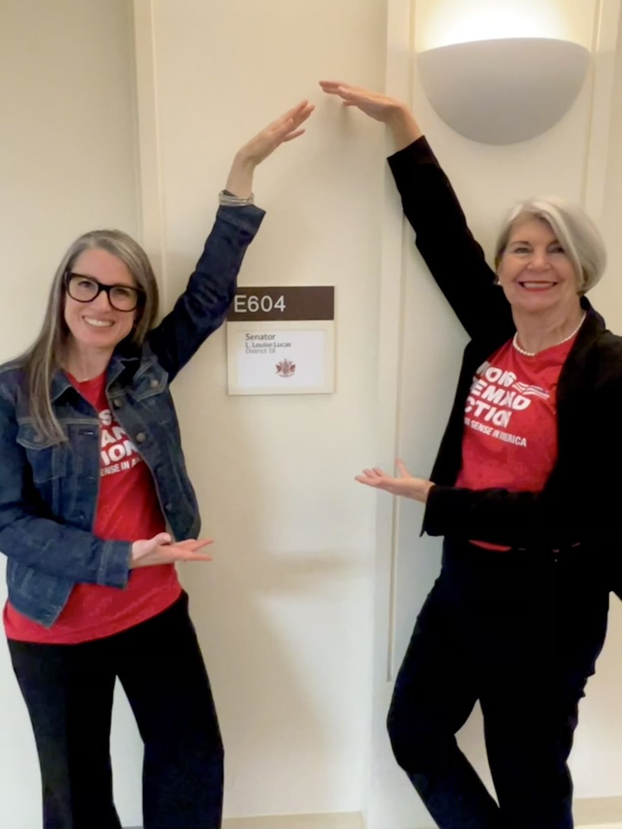 On our @MomsDemand Advocacy Day, the co-presidents of the @SenLouiseLucas Fan Club stopped by to curtsy and give you our crown of appreciation and awe. 👑❤️Thank you, Senator for your advocacy for gun sense legislation and extraordinary Badassery. #VALeg #VAGov