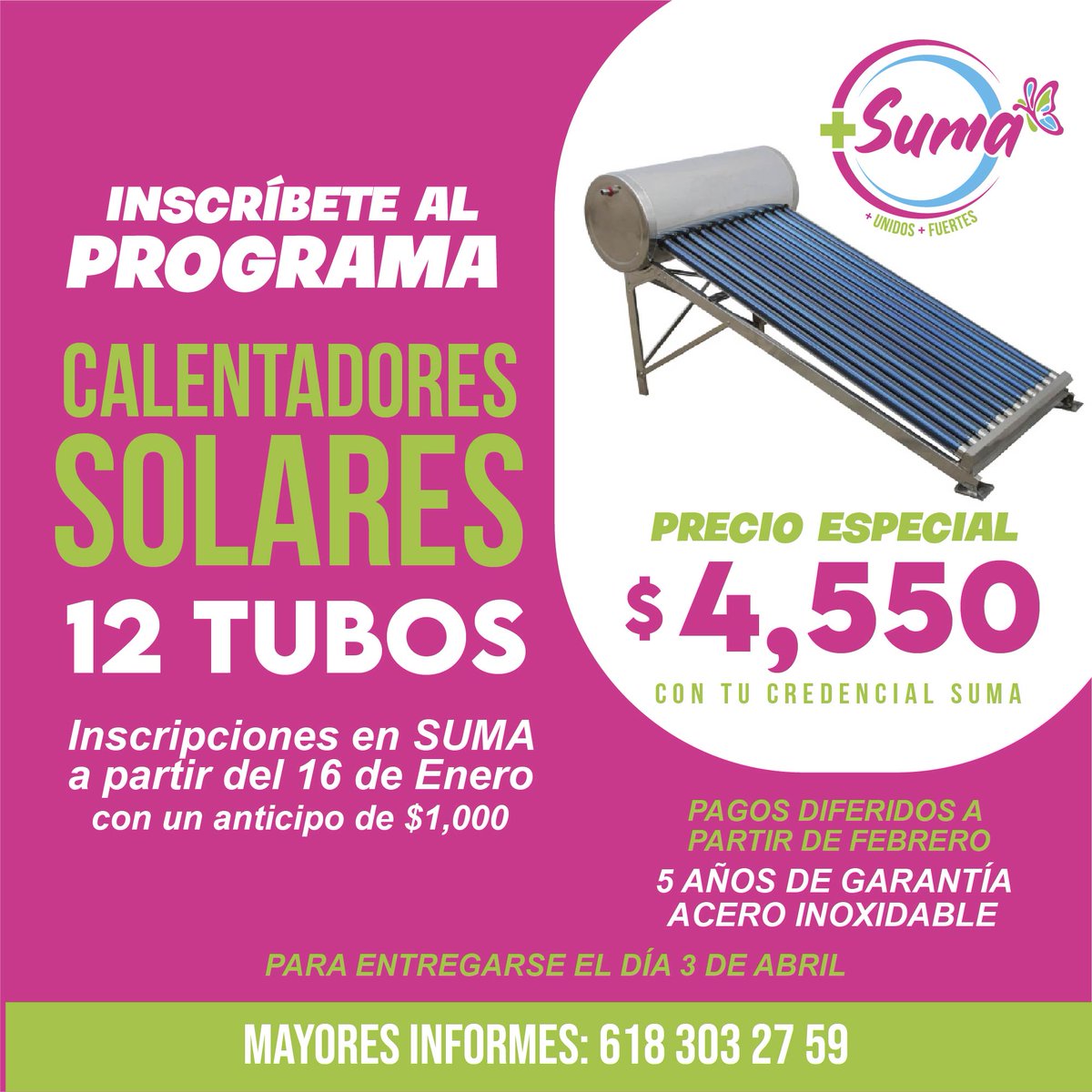 Clara-mente sabemos qué para iniciar el año necesitas un solar en tu casa para tener un verdadero ahorro.

Que te salPIQUE esta oportunidad
Pide información al teléfono 6183032759
wa.me/c/5216183032759