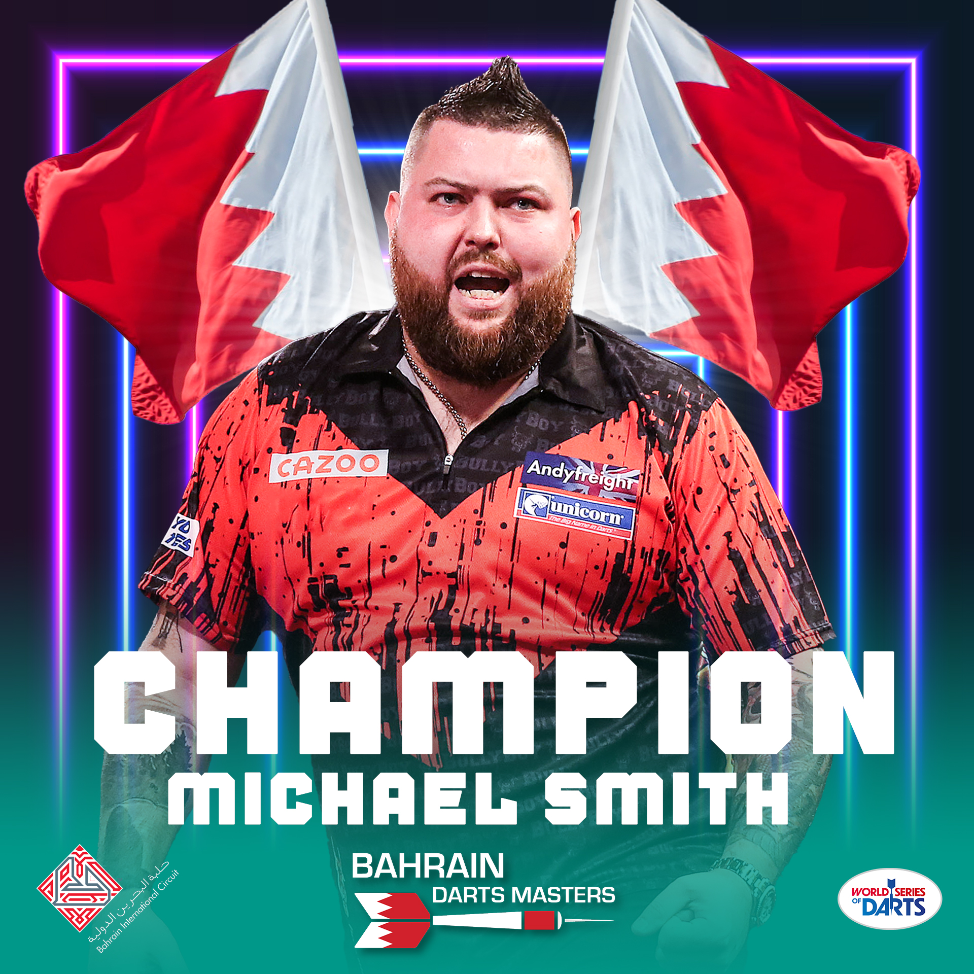 PDC on Twitter: "THE FIRST EVER BAHRAIN DARTS 🇧🇭🏆 Just ten days after his World Championship win, Michael Smith is top of the pile again as he wins the 2023