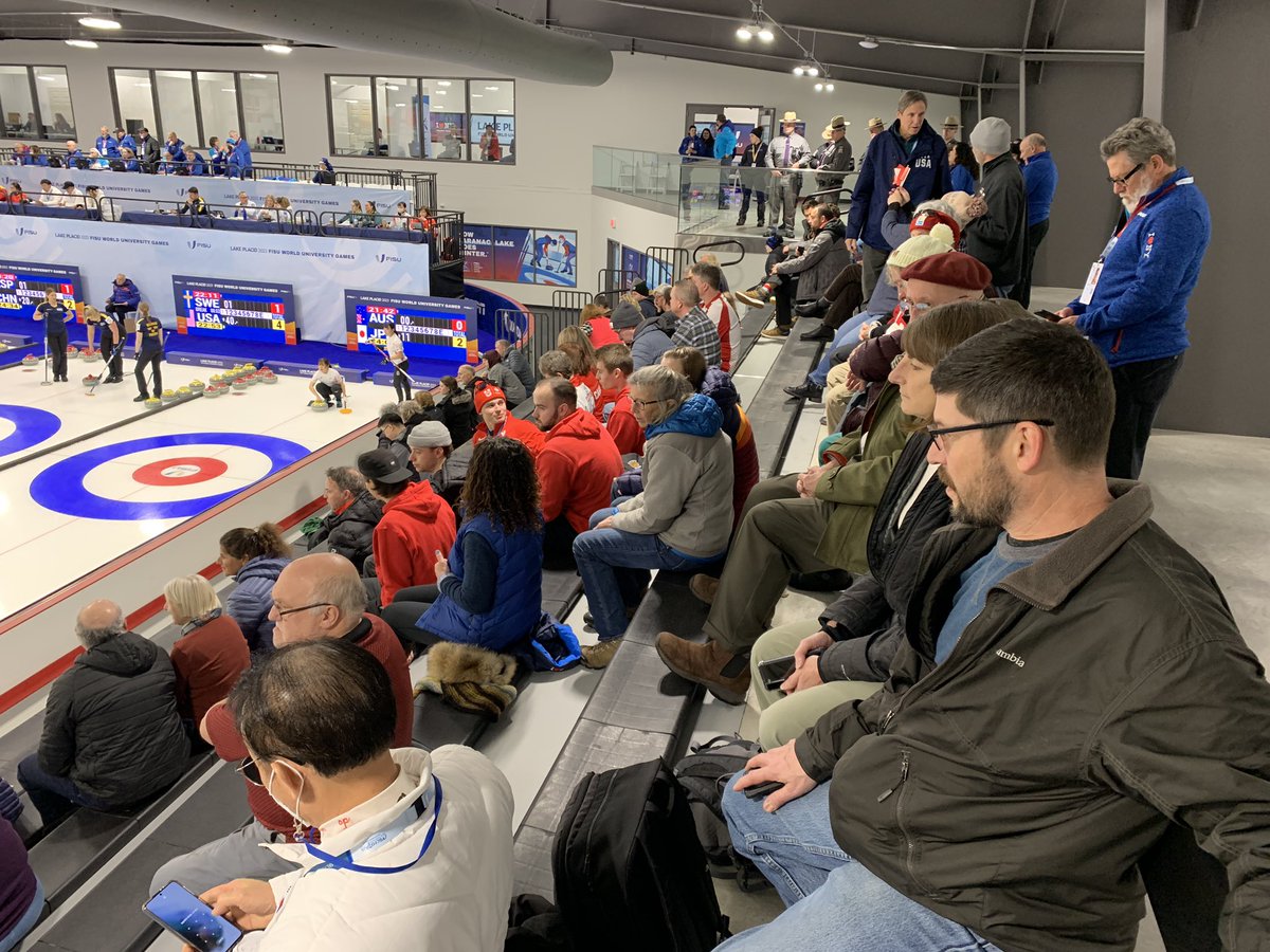 BrianDwyerTV's tweet photo. The World University Games’ Women’s Curling tournament has begun… inside the newly renovated Saranac Lake Civic Center.  @FISU @LakePlacid2023 https://t.co/iryxgj0F3K