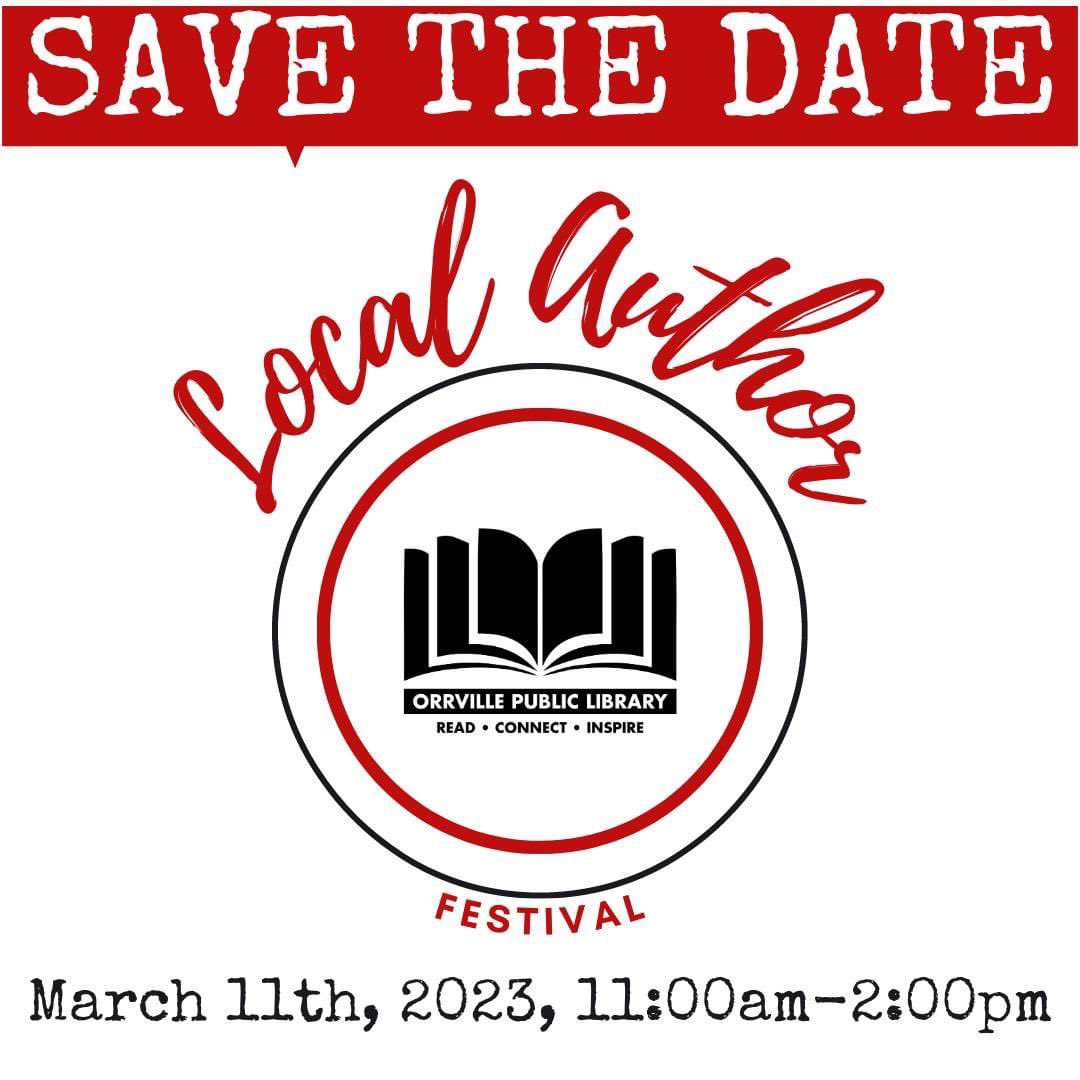 OrrvilleLibrary's tweet photo. We hope you'll mark your calendar and make plans to join us for our 2nd Annual Local Author Festival on Saturday, March 11th 11am-2pm. Watch our website and/or social media as we announce authors who will be in attendance as well as event details! https://t.co/YOYINHryDS