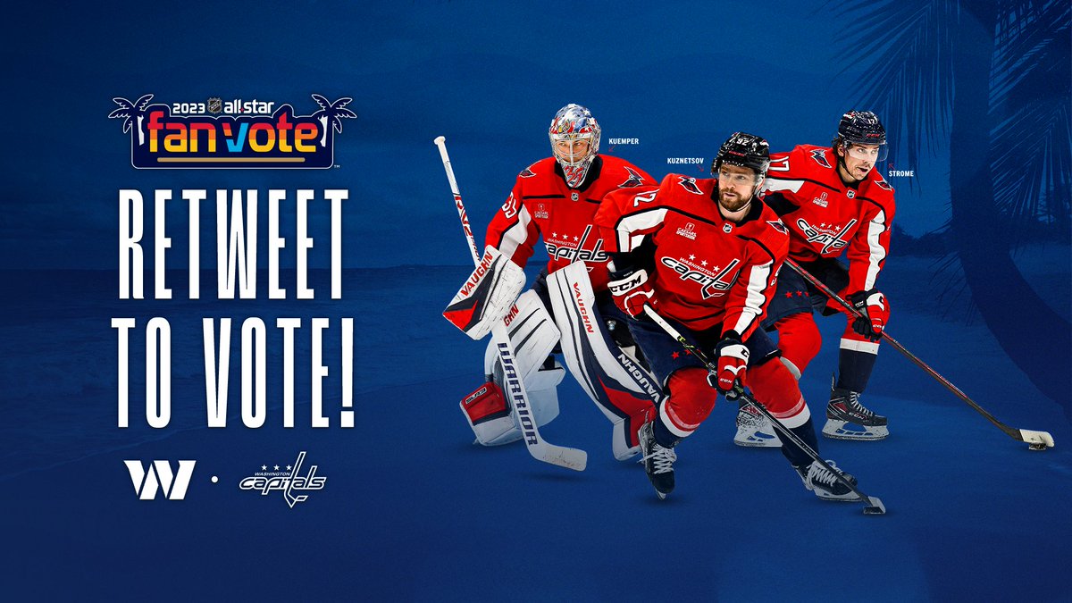 Vote our <a href="/Capitals/">Washington Capitals</a> friends to the #NHLAllStar 

‼️ RT to VOTE ‼️
#NHLAllStarVote Darcy Kuemper
#NHLAllStarVote Dylan Strome
#NHLAllStarVote Evgeny Kuznetsov