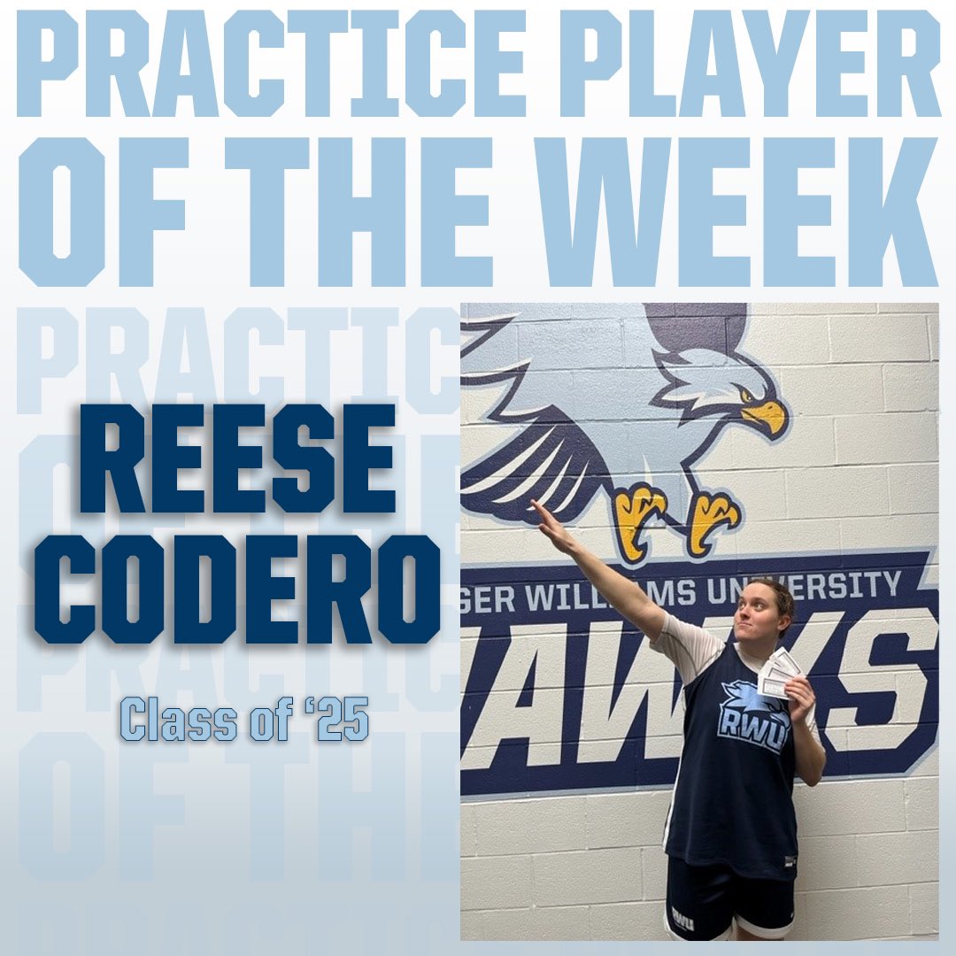 RWUHoops's tweet photo. Shout out to this week’s Practice Player of the Week, Reese Codero! @reesec33 #ppotw #gdtbah #gohawks 🦅💪🏻😤 https://t.co/8TX7eRLGTx
