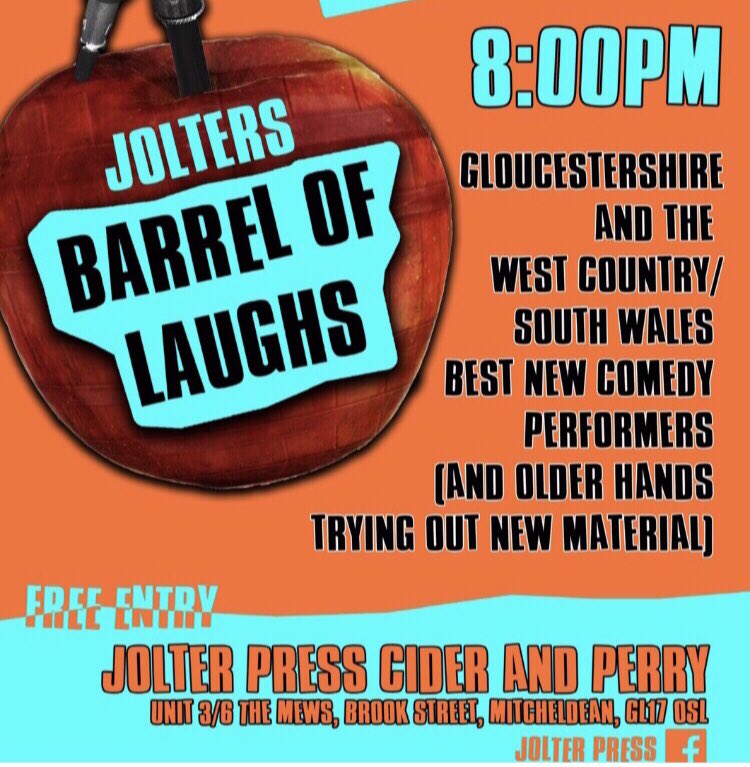 Off we go again with a one off night of all Gloucestershire based comics! Home grown talent (by way of Poland, in one case 🤔🤪), catch them while you can, 27th jan 8 pm free Jolters Mitcheldean