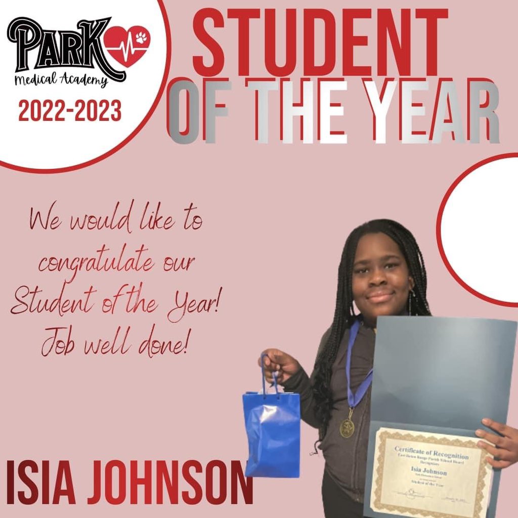 Congratulations to our 2022-2023 Student of the Year, Isia Johnson!